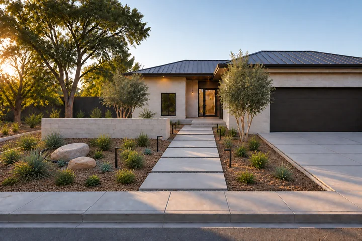 Sculptural arrival courtyard: Planting