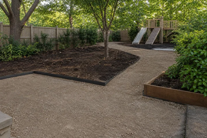 Shaded family backyard: Base works