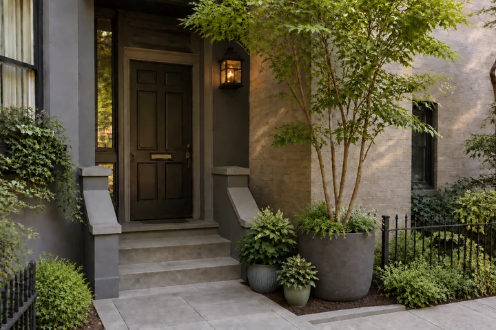 Shady townhouse stoop: Final styling