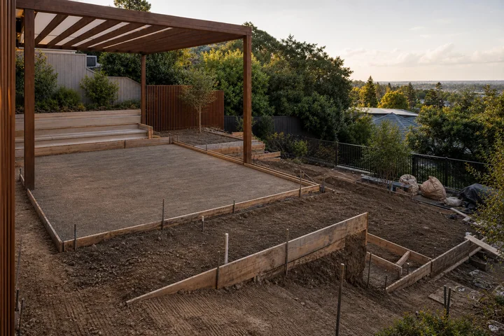 Sloped terrace backyard: Base works