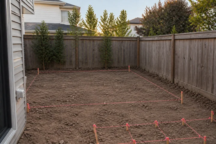Small backyard paver patio with privacy: Site preparation