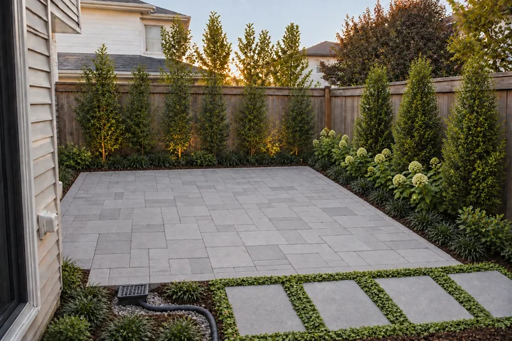 Small backyard paver patio with privacy: Planting