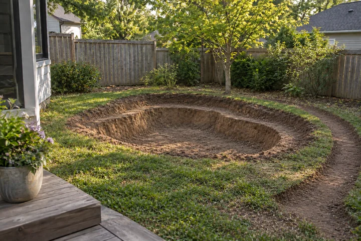 Small wildlife pond garden: Base works
