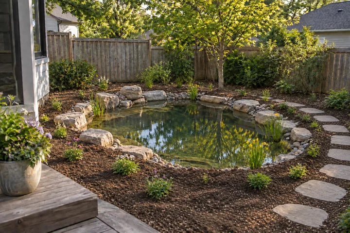 Small wildlife pond garden: Planting