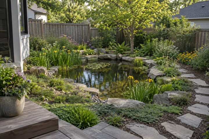 Small wildlife pond garden: Final styling