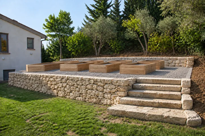 Split-level edible slope: Structures and surfaces