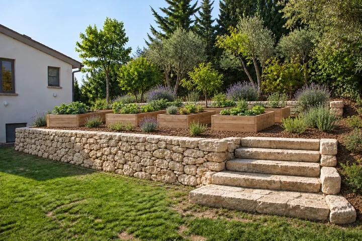 Split-level edible slope: Planting