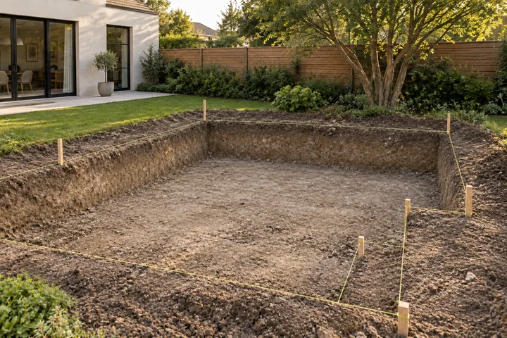 Sunken conversation garden: Site preparation