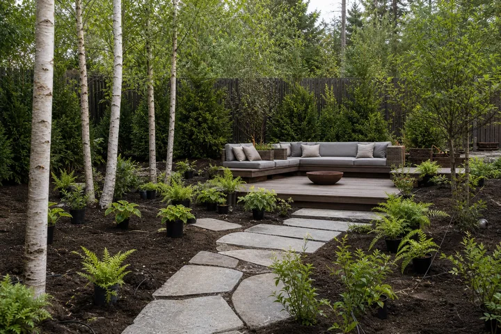 Woodland shade backyard: Planting
