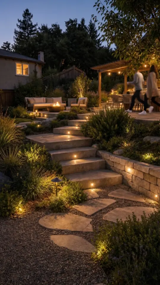 Planted slope backyard